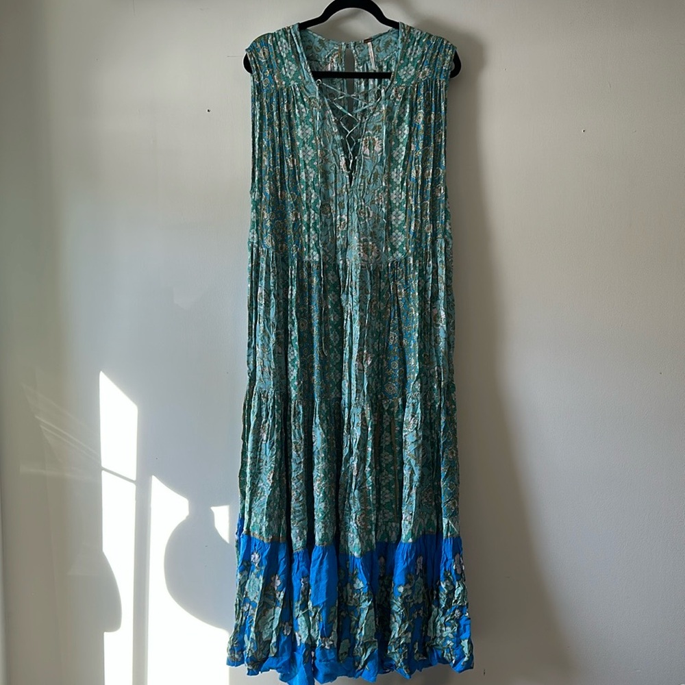 Free people maxi lace up front dress
